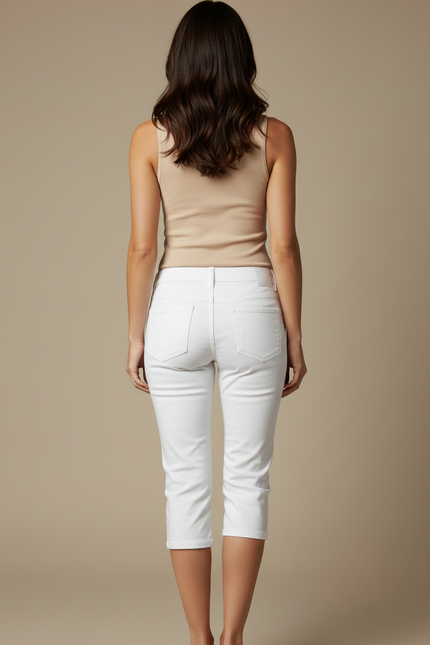Pantalon Corsaire Femme Blanc - Jean - vue 2