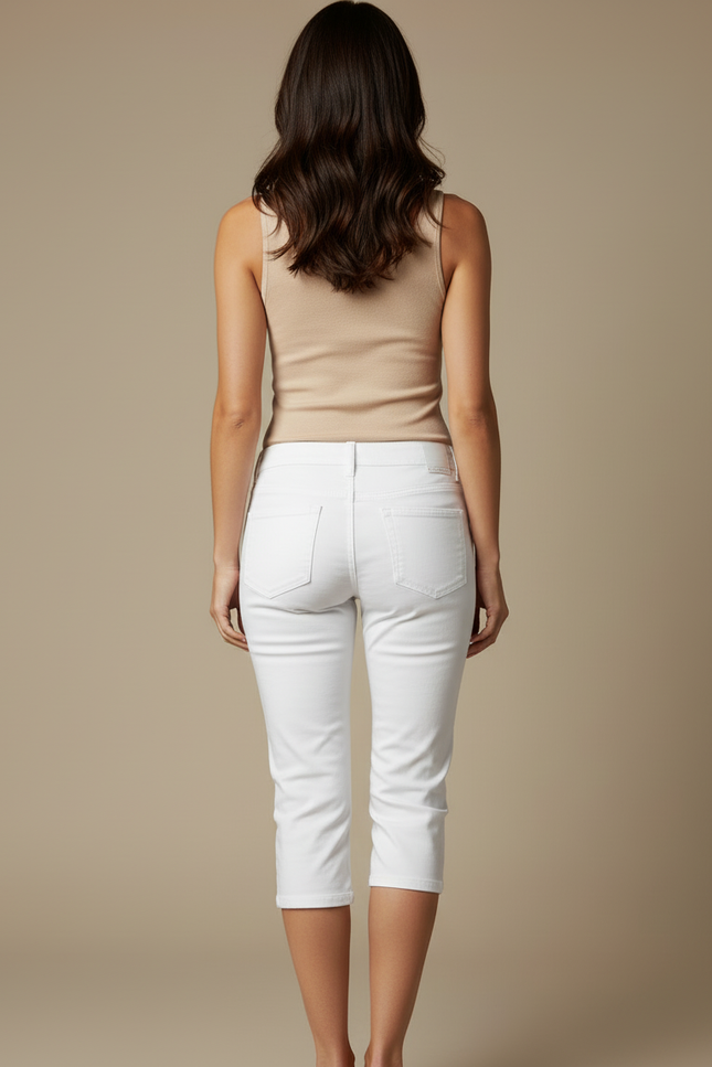 Pantalon Corsaire Femme Blanc - Jean - vue 2