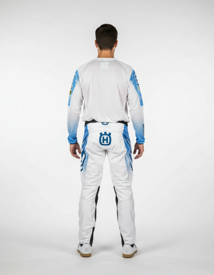 Pantalon Bicolore Bleu Et Blanc - Multicolore Polyester