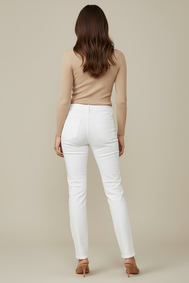 Pantalon Blanc Slim Coton Décontracté Femme Élégant - Jean - vue 2