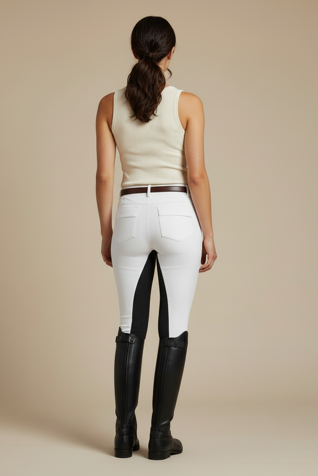 Pantalon Blanc Équestre Femme Slim Stretch - Polyester - vue 2