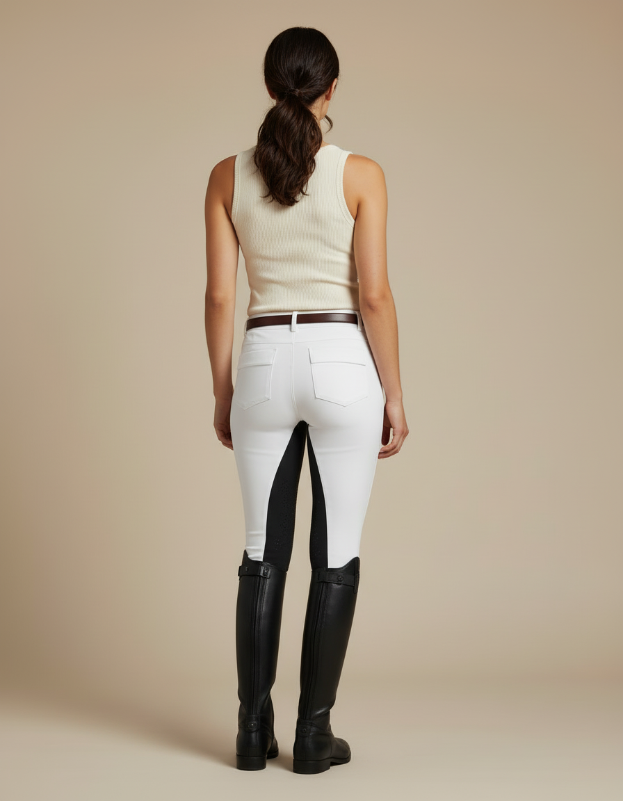 Pantalon Blanc Équestre Femme Slim Stretch - Polyester - vue 2