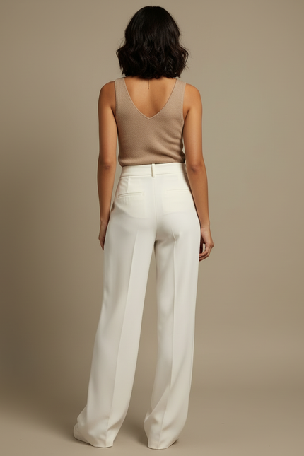 Pantalon Wide Leg Blanc - Polyester - vue 2