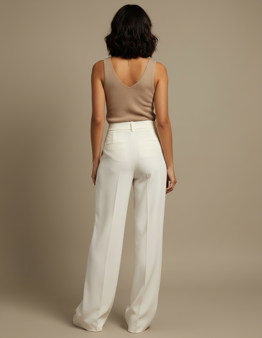 Pantalon Wide Leg Blanc - Polyester - vue 2
