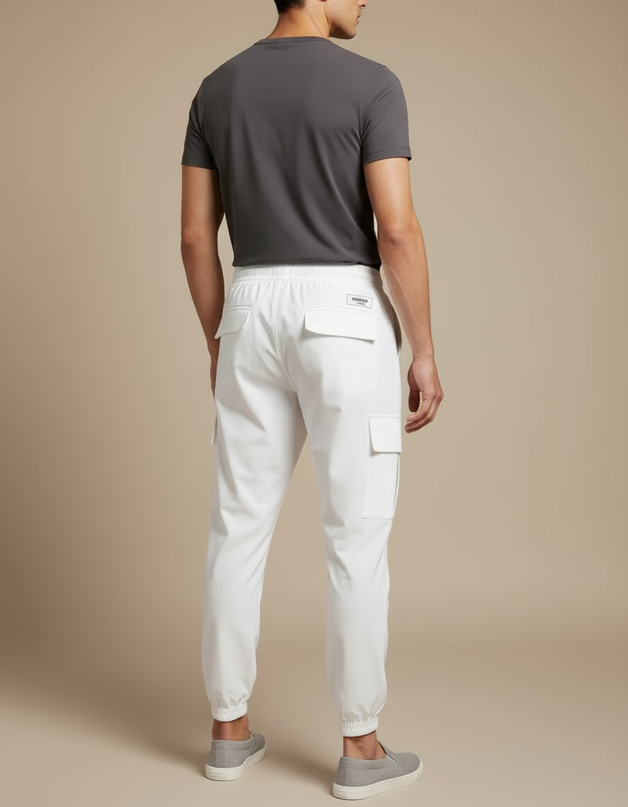 Pantalon Blanc Cargo Streetwear Lettres Imprimées Homme - Polyester - vue 2
