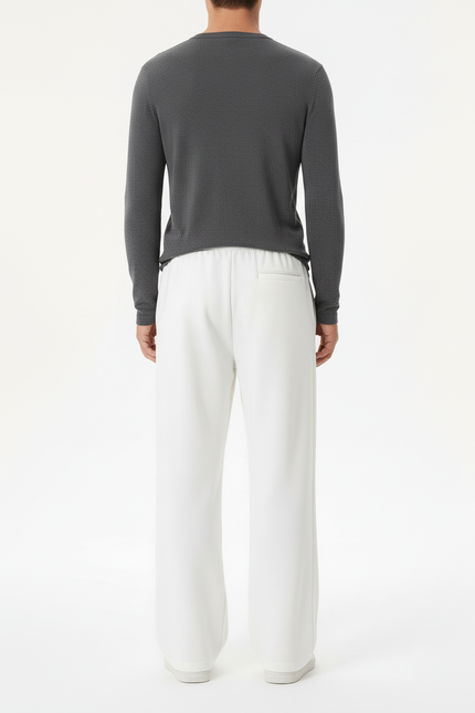 Pantalon Blanc Ample Droit Cordon Décontracté Homme - Molleton - vue 2