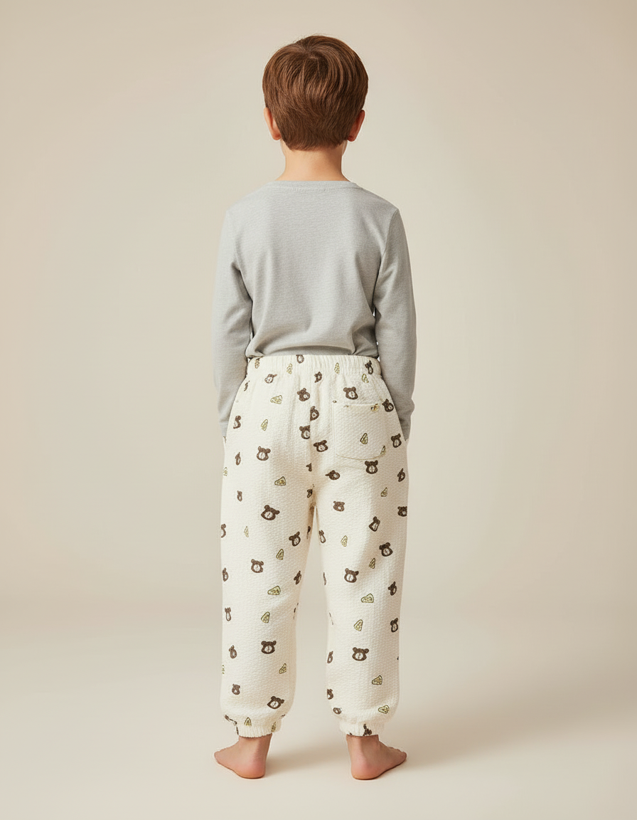 Pantalon Blanc Oursons Mignon Confortable Enfant Coton - Molleton - vue 2