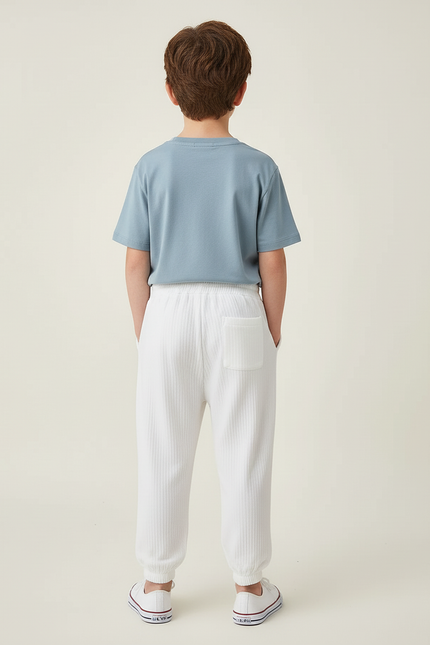 Pantalon Blanc Côtelé Ample Respirant Enfant - Maille - vue 2