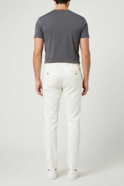Pantalon Blanc Homme Droit Élégant Business Décontracté - Polyester - vue 2