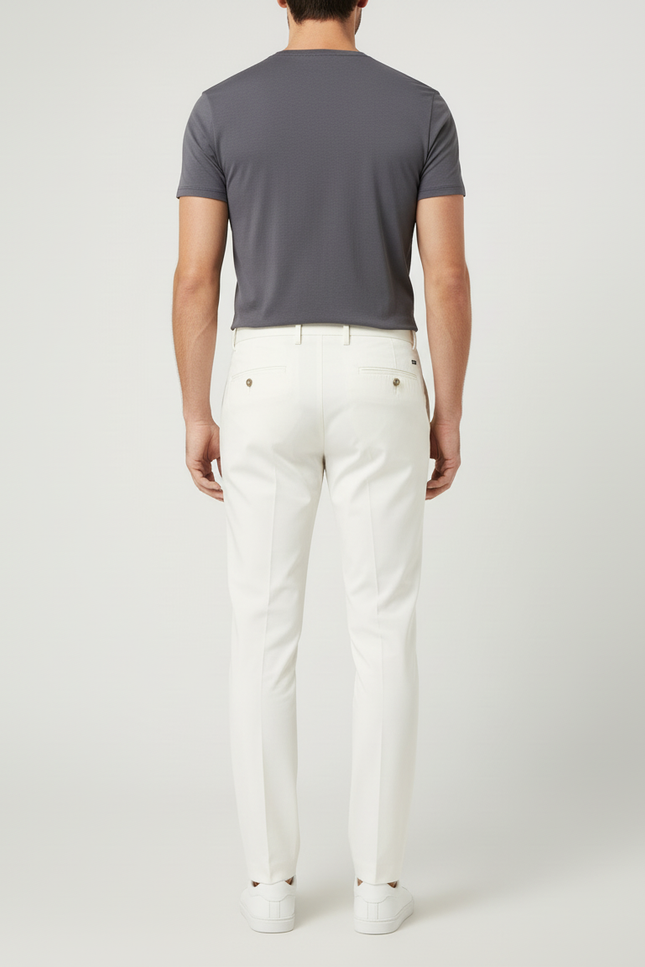 Pantalon Blanc Homme Droit Élégant Business Décontracté - Polyester - vue 2