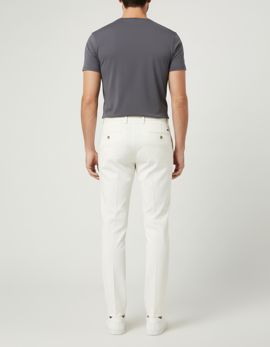 Pantalon Blanc Homme Droit Élégant Business Décontracté - Polyester - vue 2
