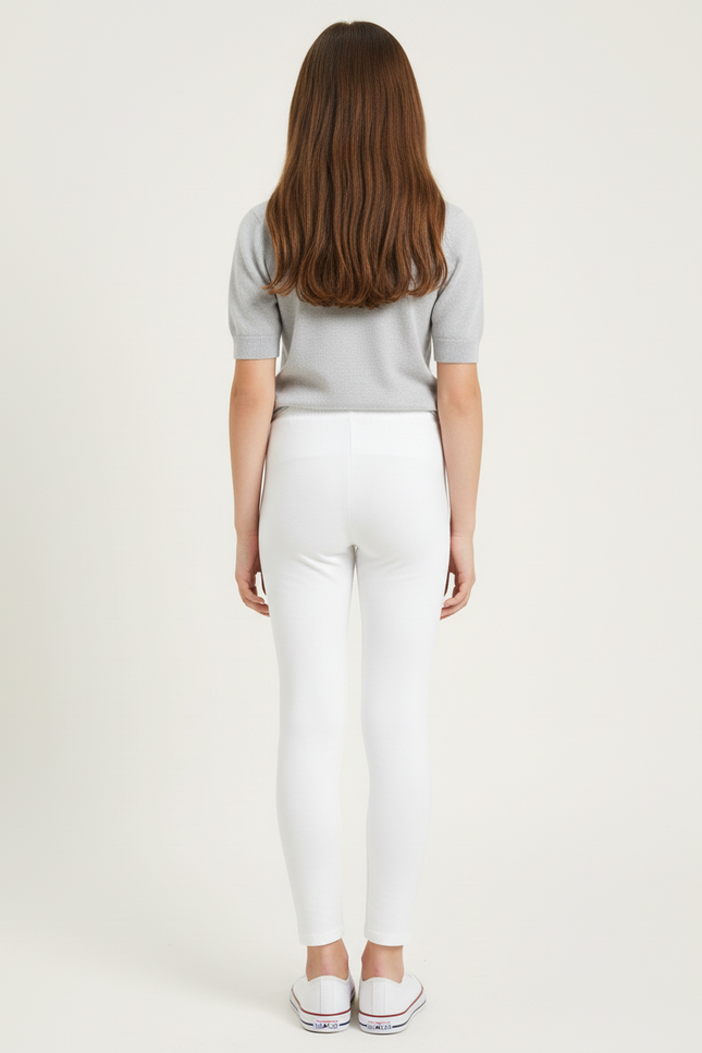 Pantalon Blanc Enfant Slim Confortable Coton - vue 2