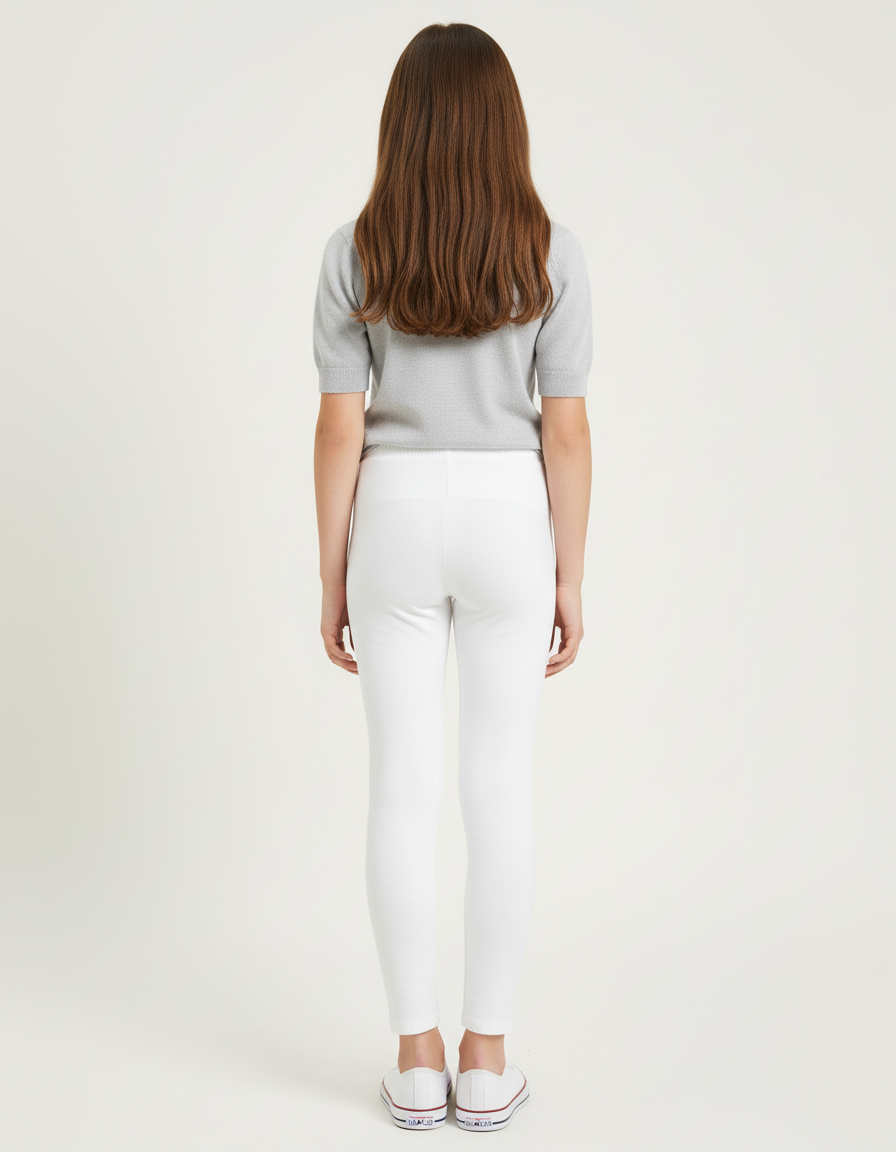 Pantalon Blanc Enfant Slim Confortable Coton - vue 2