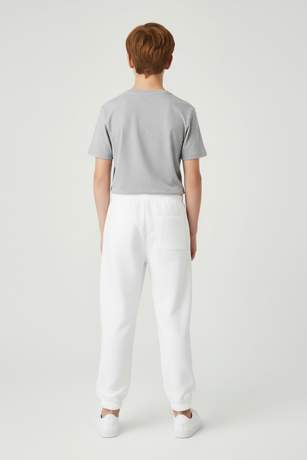Pantalon Blanc Garçon Jogging Décontracté Molleton Confortable - vue 2