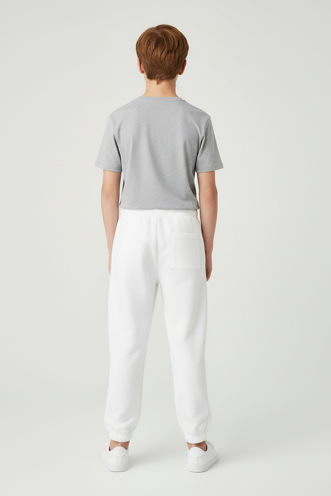 Pantalon Blanc Garçon Jogging Décontracté Molleton Confortable - vue 2
