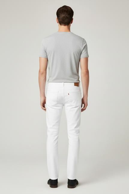 Pantalon Blanc Coton Slim Homme Classique Stretch - Jean - vue 2