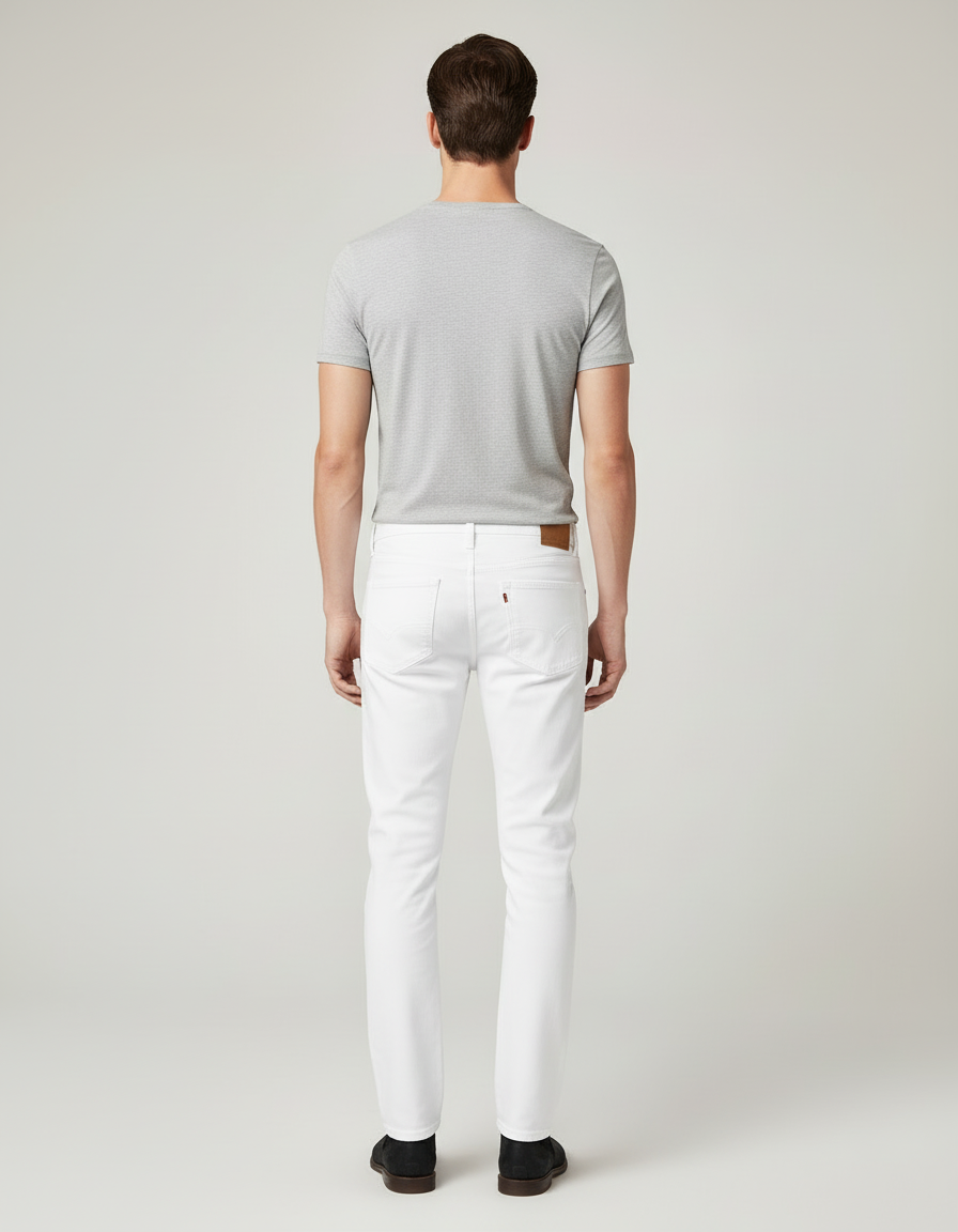 Pantalon Blanc Coton Slim Homme Classique Stretch - Jean - vue 2