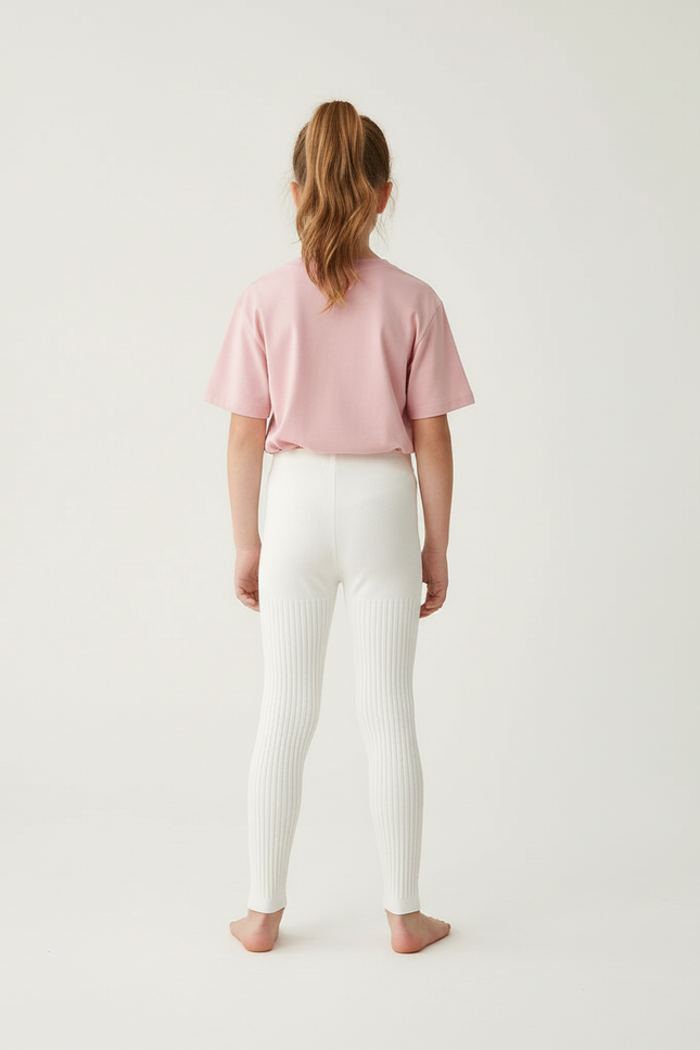 Pantalon Blanc Côtelé Slim Confortable Fille - Maille - vue 2