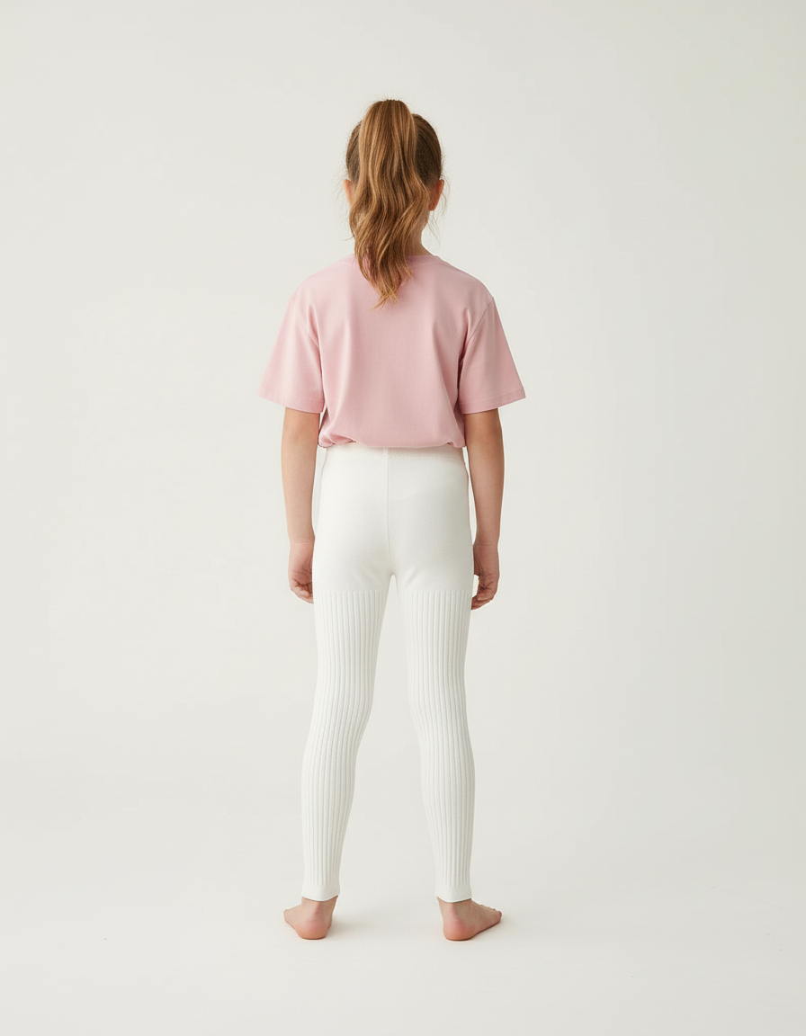 Pantalon Blanc Côtelé Slim Confortable Fille - Maille - vue 2