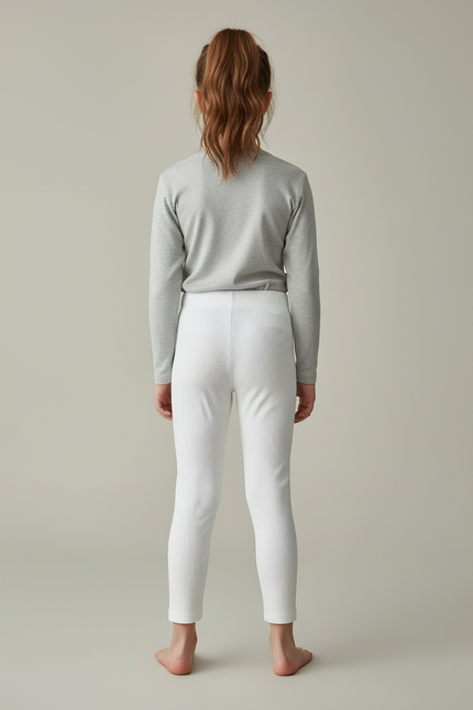 Pantalon Blanc Côtelé Enfant Confortable - Maille - vue 2