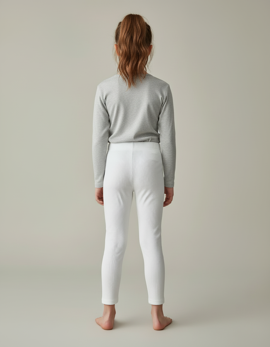 Pantalon Blanc Côtelé Enfant Confortable - Maille - vue 2