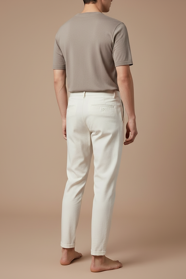 Pantalon Blanc Plissé Élégant Homme Décontracté - Coton - vue 2