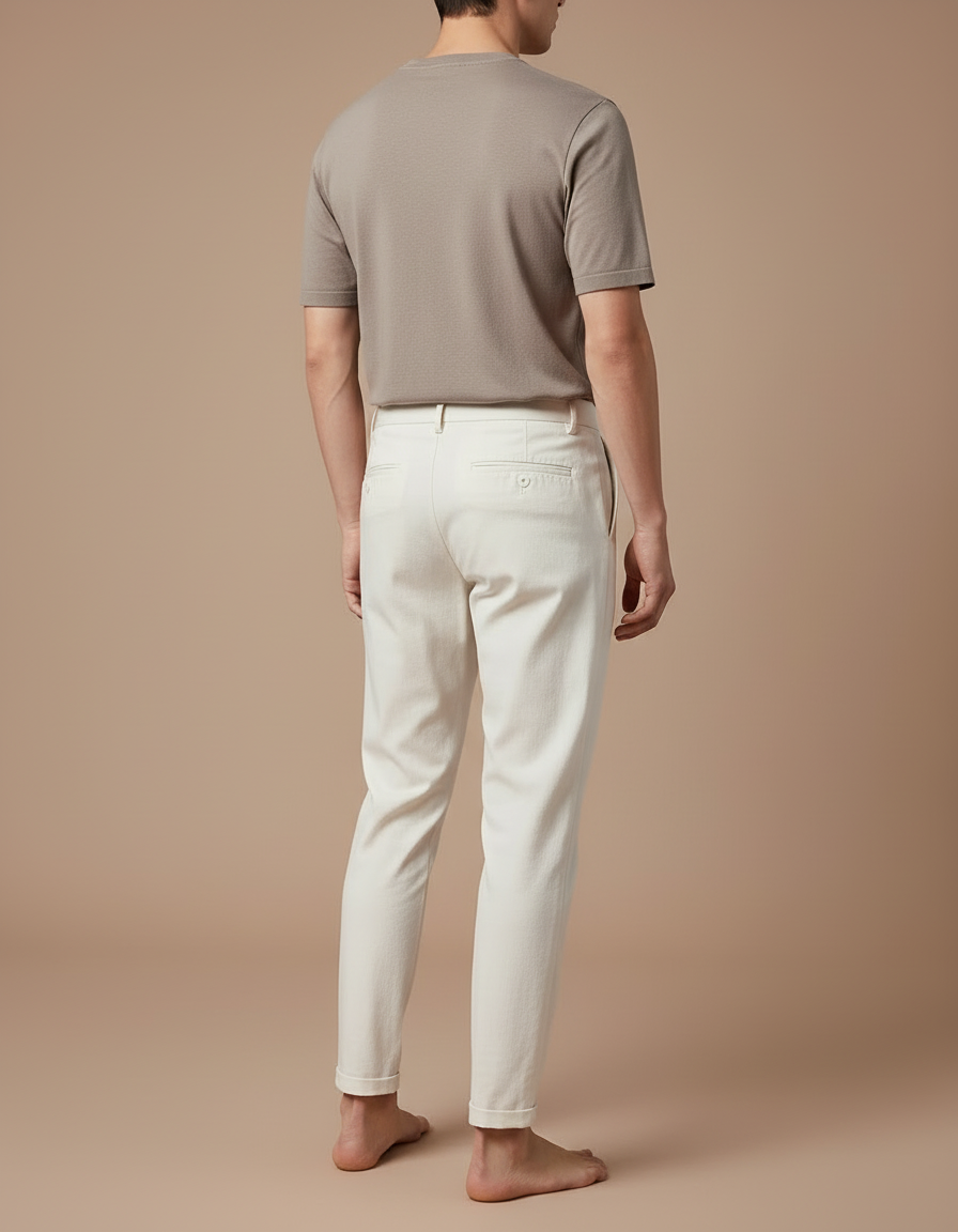 Pantalon Blanc Plissé Élégant Homme Décontracté - Coton - vue 2