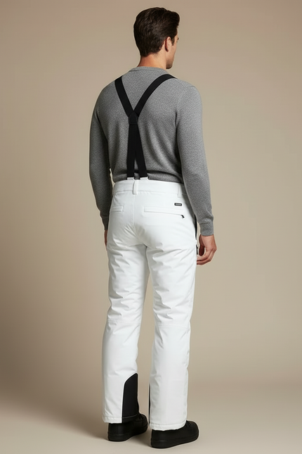 Pantalon Blanc Ski Imperméable Bretelles Homme Coupe-vent - Polyester - vue 2