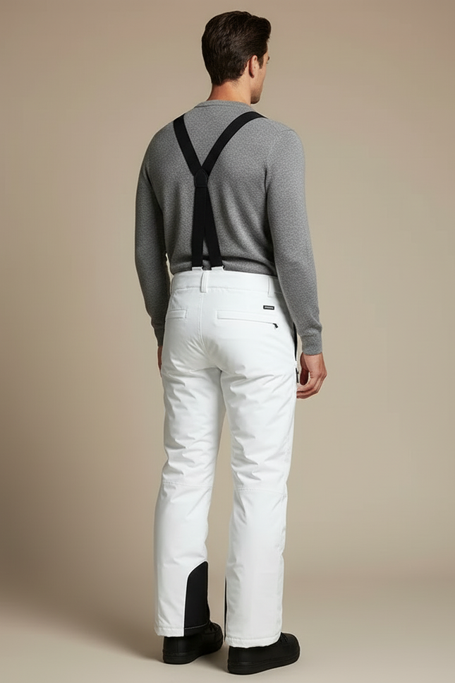 Pantalon Blanc Ski Imperméable Bretelles Homme Coupe-vent - Polyester - vue 2