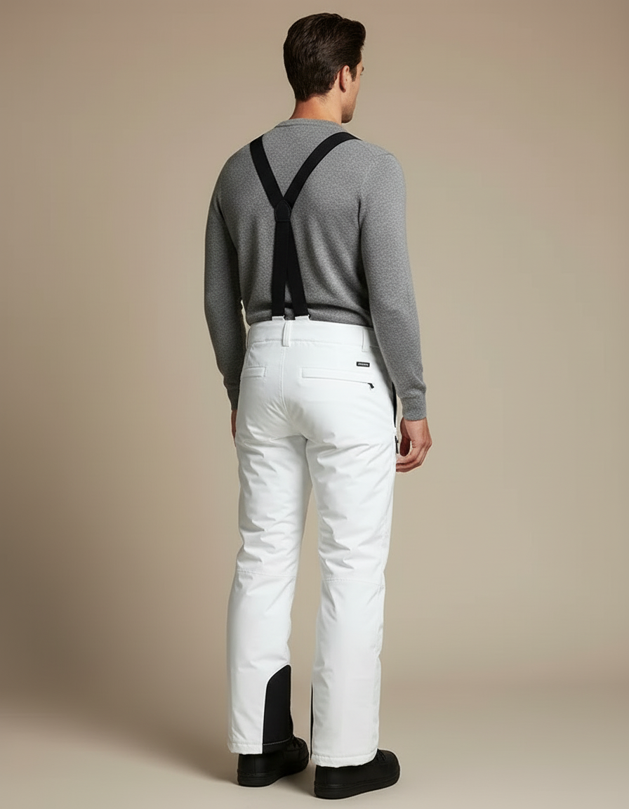 Pantalon Blanc Ski Imperméable Bretelles Homme Coupe-vent - Polyester - vue 2