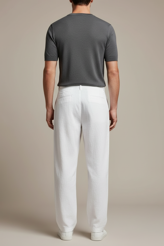 Pantalon Blanc Décontracté - Lin - vue 2