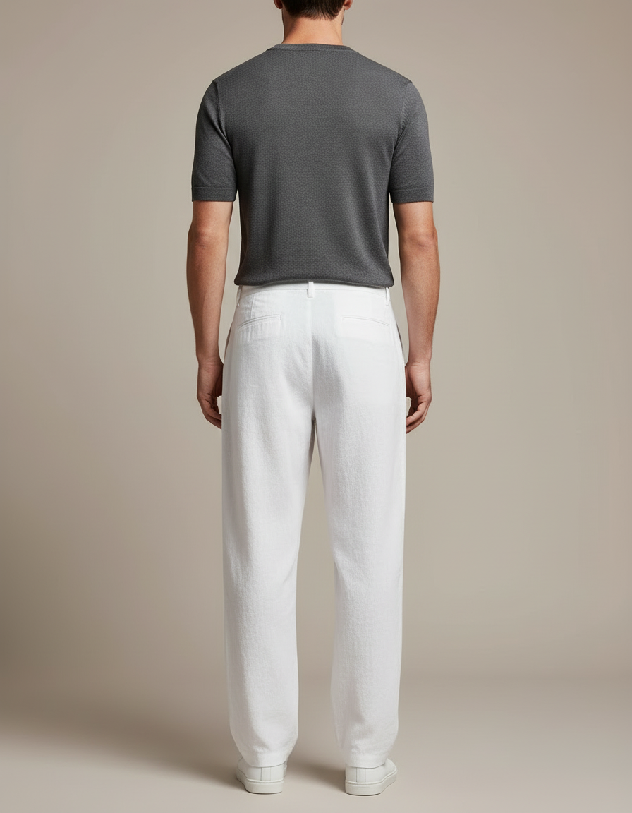 Pantalon Blanc Décontracté - Lin - vue 2