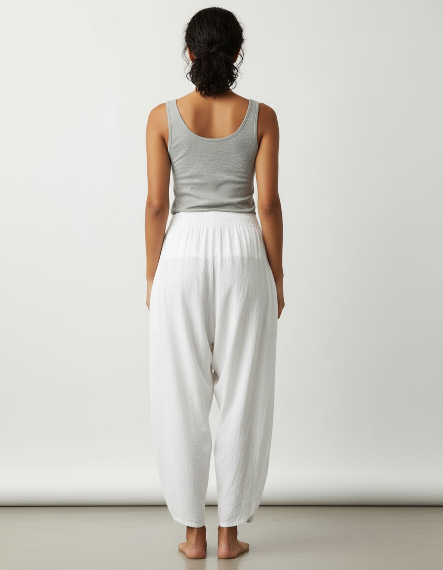 Pantalon Blanc Boheme - Lin - vue 2