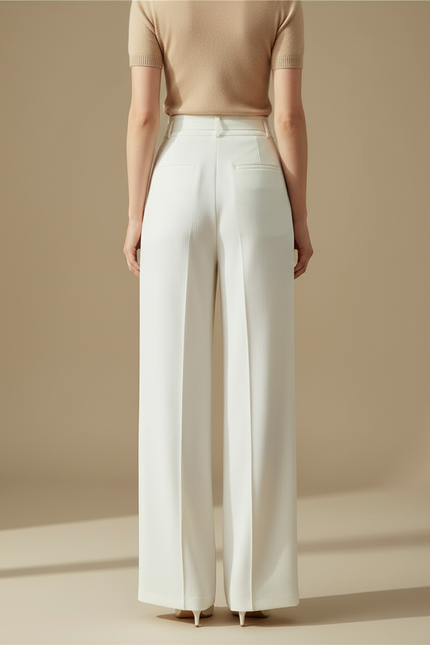 Pantalon Blanc Taille Haute Grande Taille - Polyester - vue 2