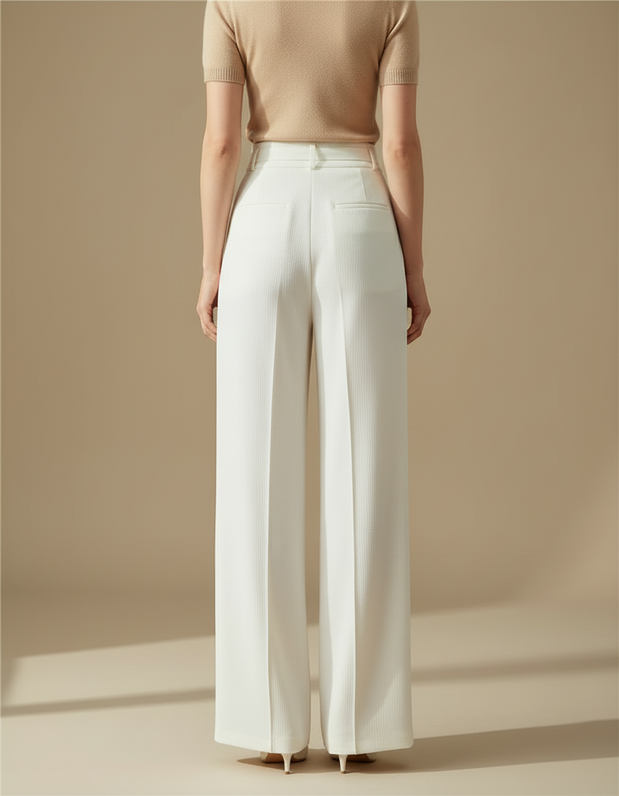Pantalon Blanc Taille Haute Grande Taille - Polyester - vue 2