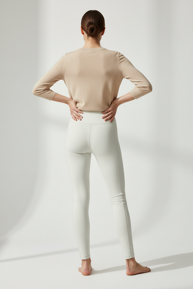 Pantalon Blanc Taille Haute Moulant Sport Hiver - Polyester - vue 2