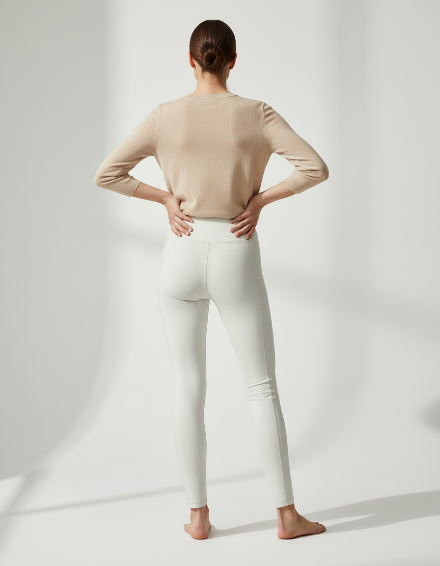 Pantalon Blanc Taille Haute Moulant Sport Hiver - Polyester - vue 2