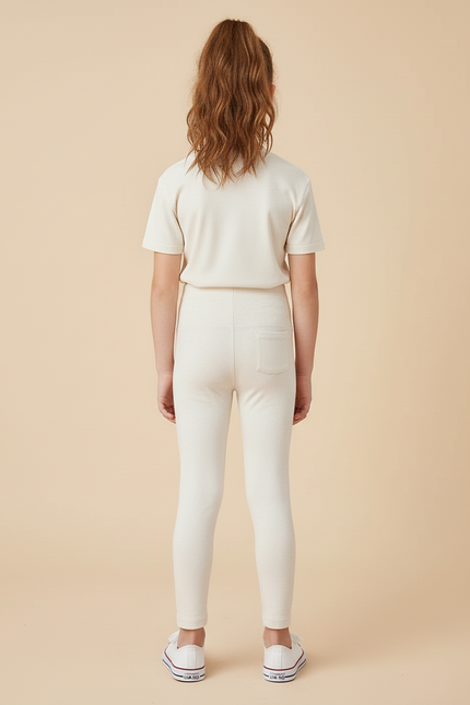 Pantalon Blanc Coton Skinny Confortable Enfant Fille - Molleton - vue 2