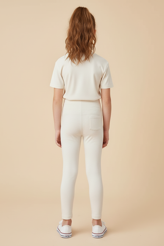Pantalon Blanc Coton Skinny Confortable Enfant Fille - Molleton - vue 2