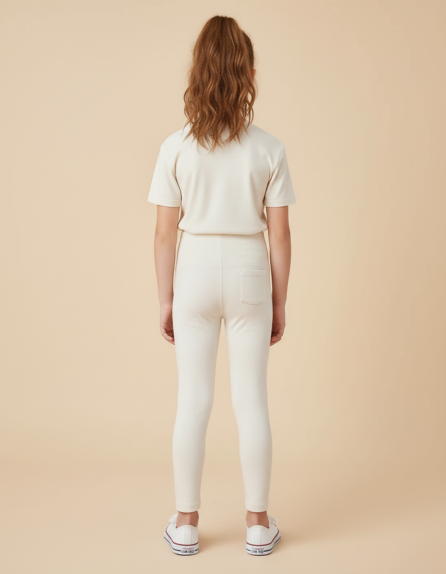 Pantalon Blanc Coton Skinny Confortable Enfant Fille - Molleton - vue 2