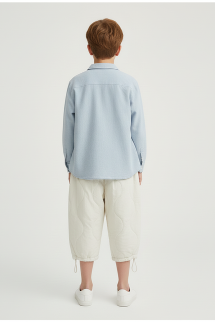 Pantalon Blanc Matelassé Ample Décontracté Enfant - Beige Molleton - vue 2