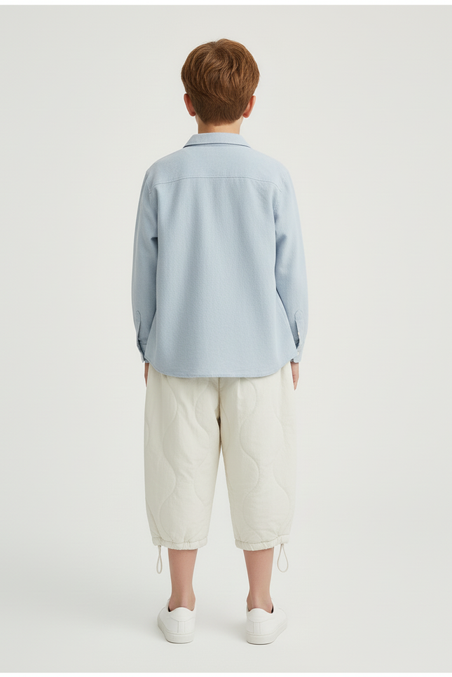 Pantalon Blanc Matelassé Ample Décontracté Enfant - Beige Molleton - vue 2