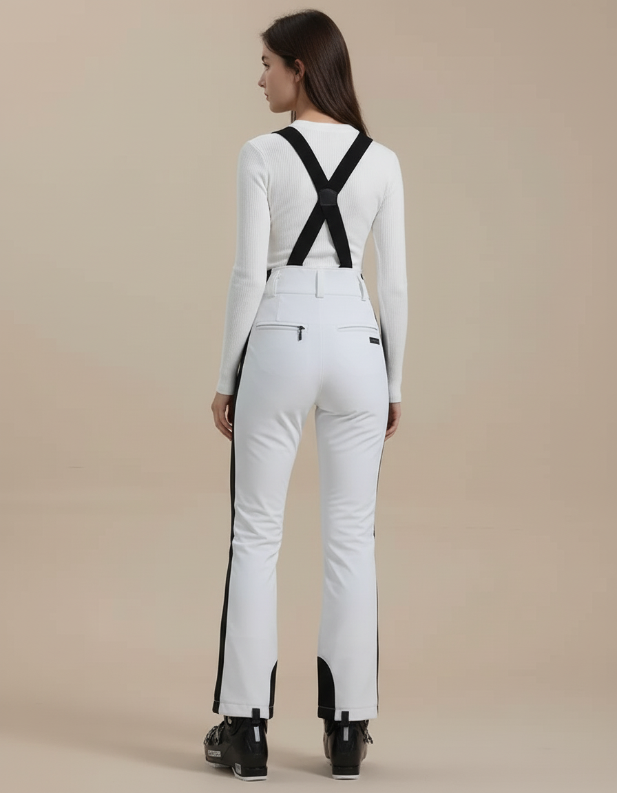 Pantalon Blanc Slim Ski Bretelles Imperméable Femme - Polyester - vue 2