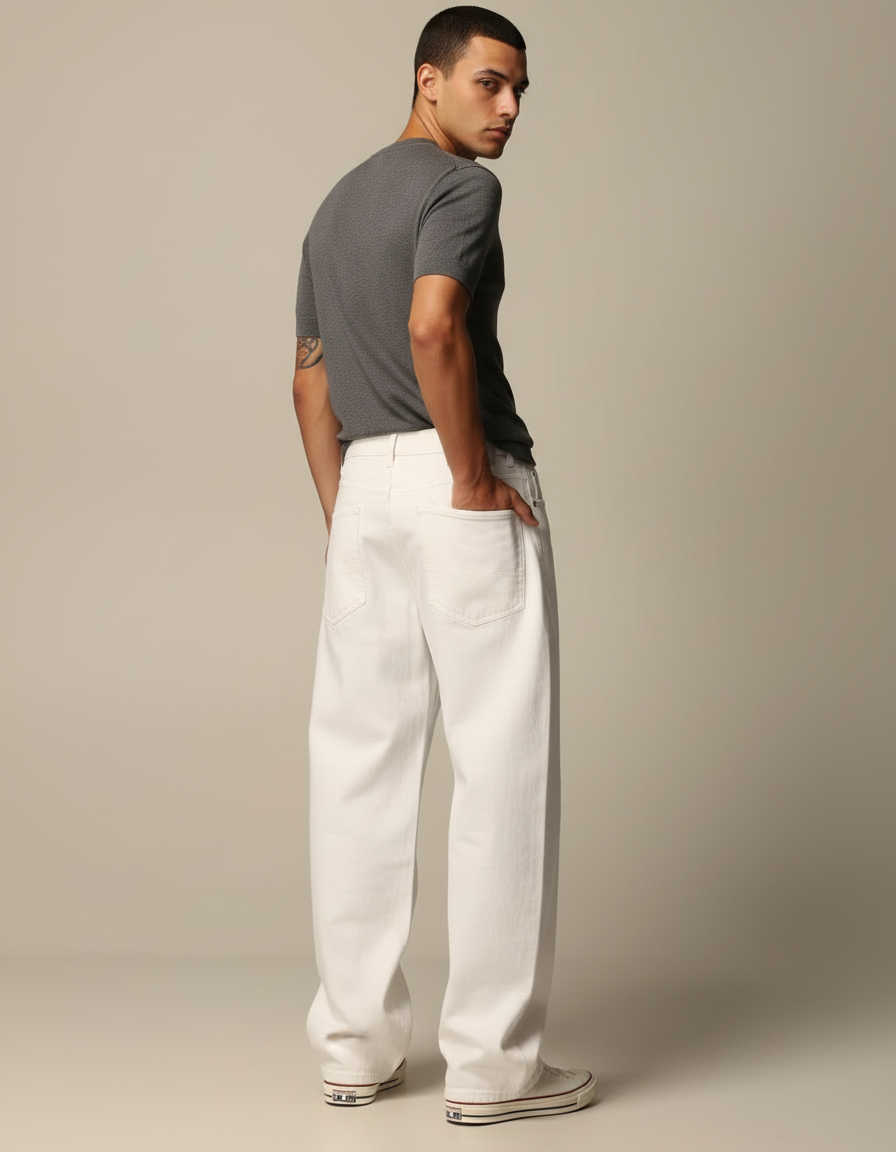 Pantalon Skate Blanc - Jean - vue 2