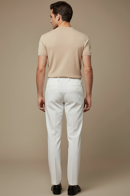 Pantalon De Tailleur Blanc - Gabardine - vue 2