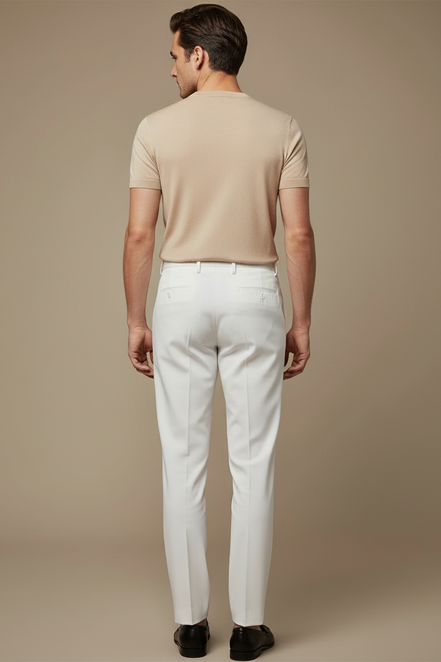 Pantalon De Tailleur Blanc - Gabardine - vue 2