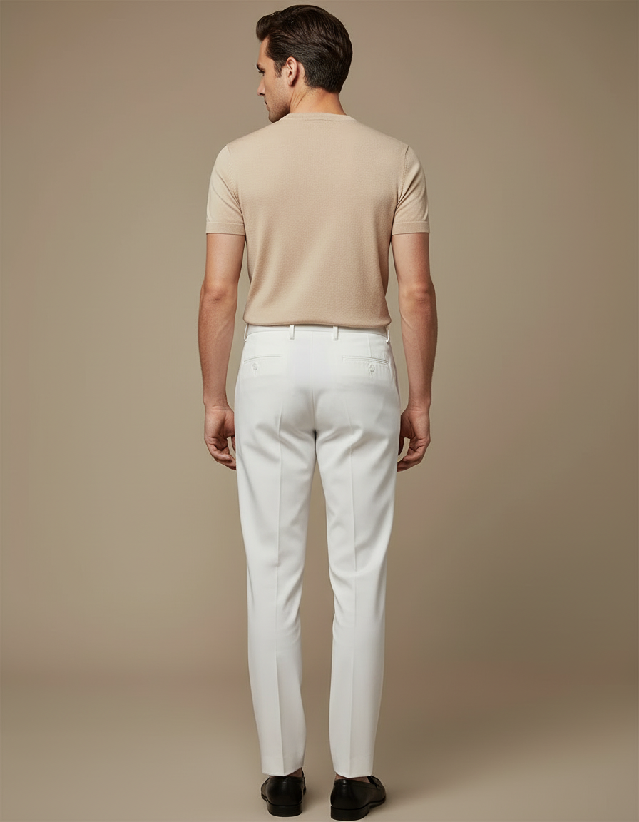 Pantalon De Tailleur Blanc - Gabardine - vue 2