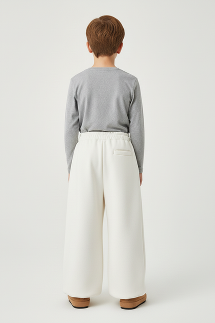 Pantalon Blanc Ample Molletonné Confortable Enfant - vue 2