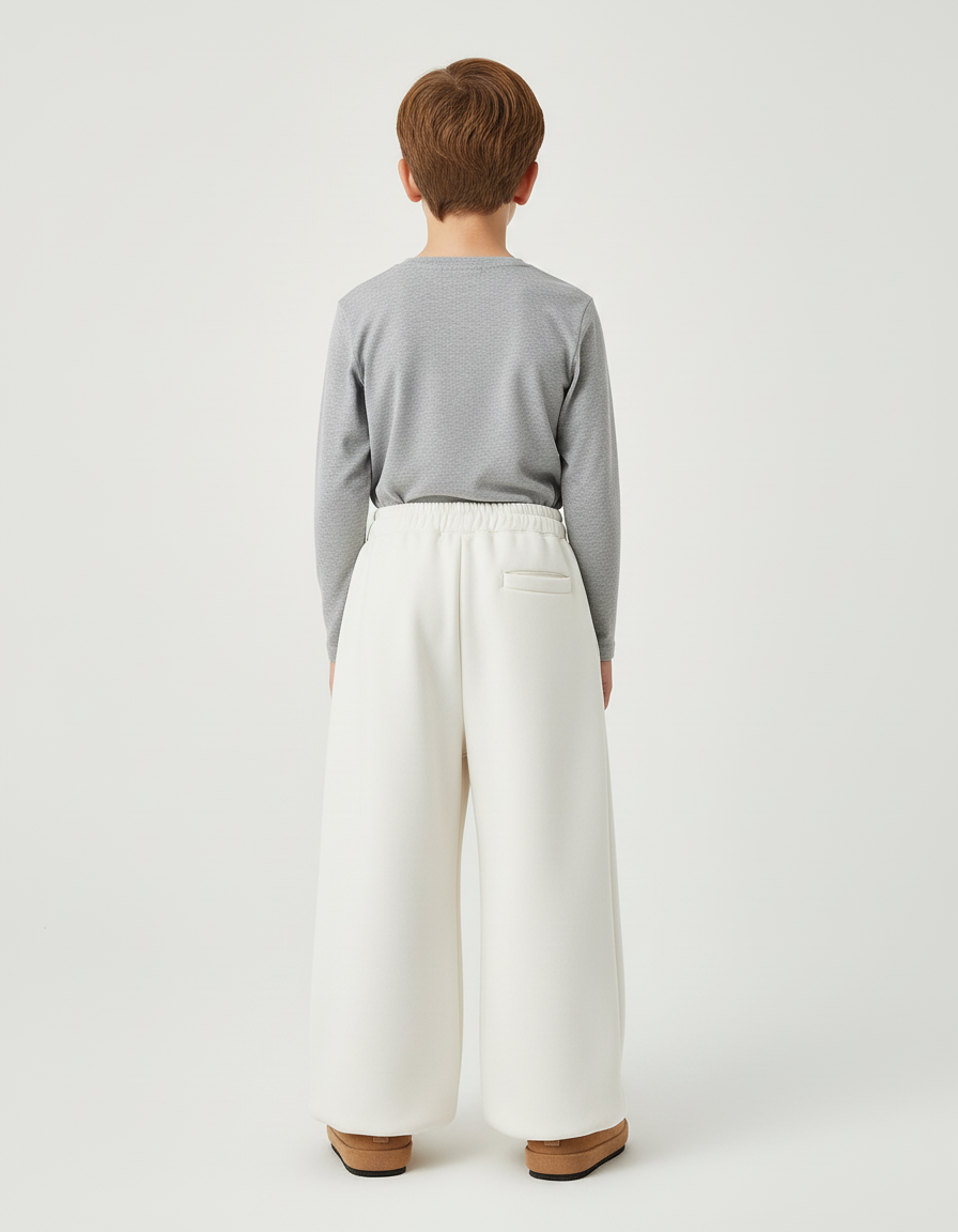 Pantalon Blanc Ample Molletonné Confortable Enfant - vue 2