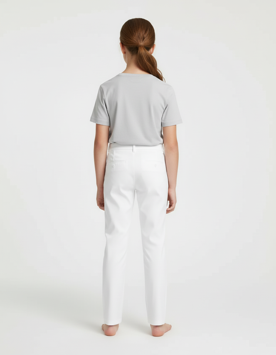 Pantalon Blanc Enfant Droit Classique Simple - Gabardine - vue 2